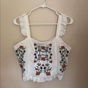 Embroidered Crop Tank Top